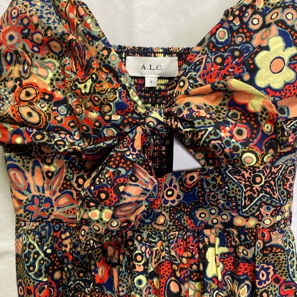 A.L.C. LAURA FLORAL PRINT CUT OUT MAXI DRESS in Sangria Multi NWT Sz 0 - Picture 9 of 12